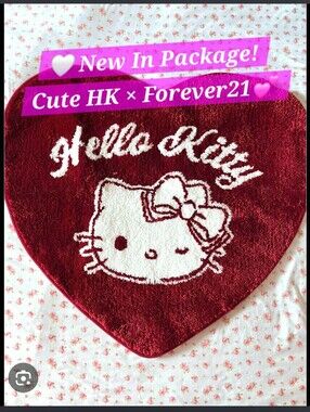 Hello Kitty x Forever 21 Throw Rug Heart Bedroom Red Decor New Bag Bathroom